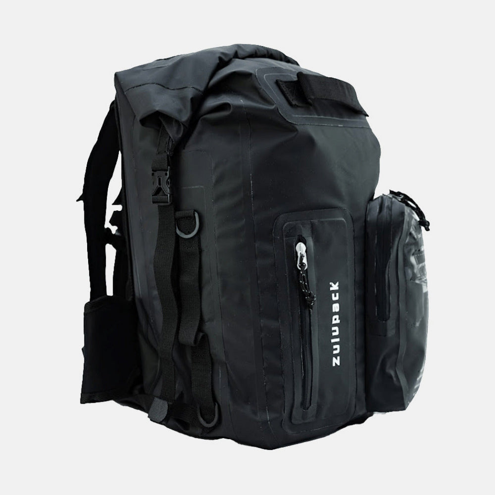 Sac à dos étanche Nomad 35 en noir, vue de profil